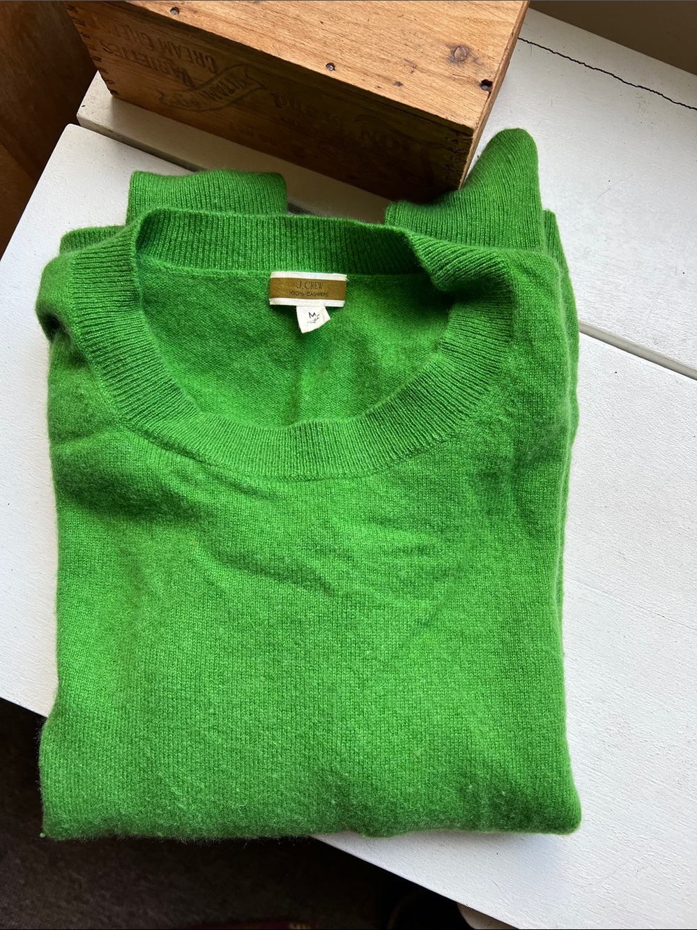 J. Crew Women’s 100% Cashmere Crewneck Sweater in Kelly Green Size Medium